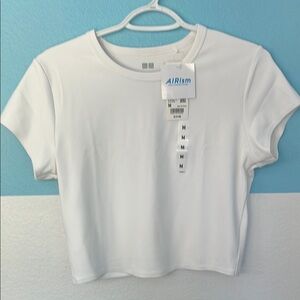 Uniqlo White Fitted Crop T-Shirt